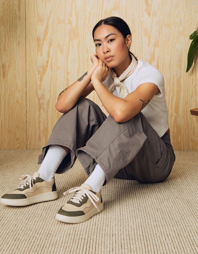 Allrounder S – Beige & Olive (leður)