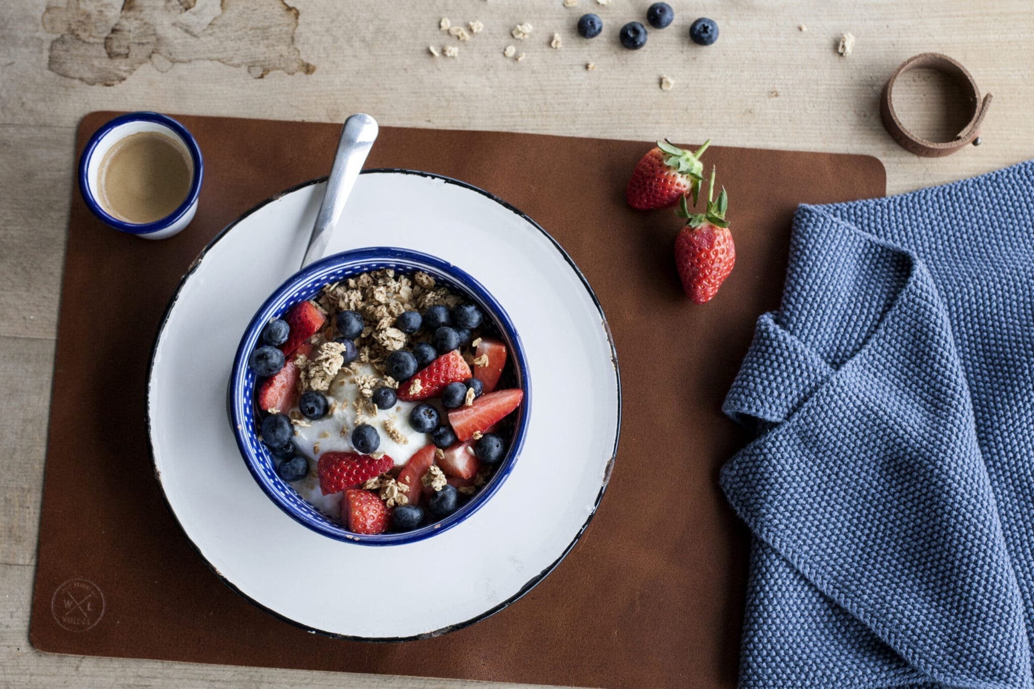 Leður diskamotta – cognac